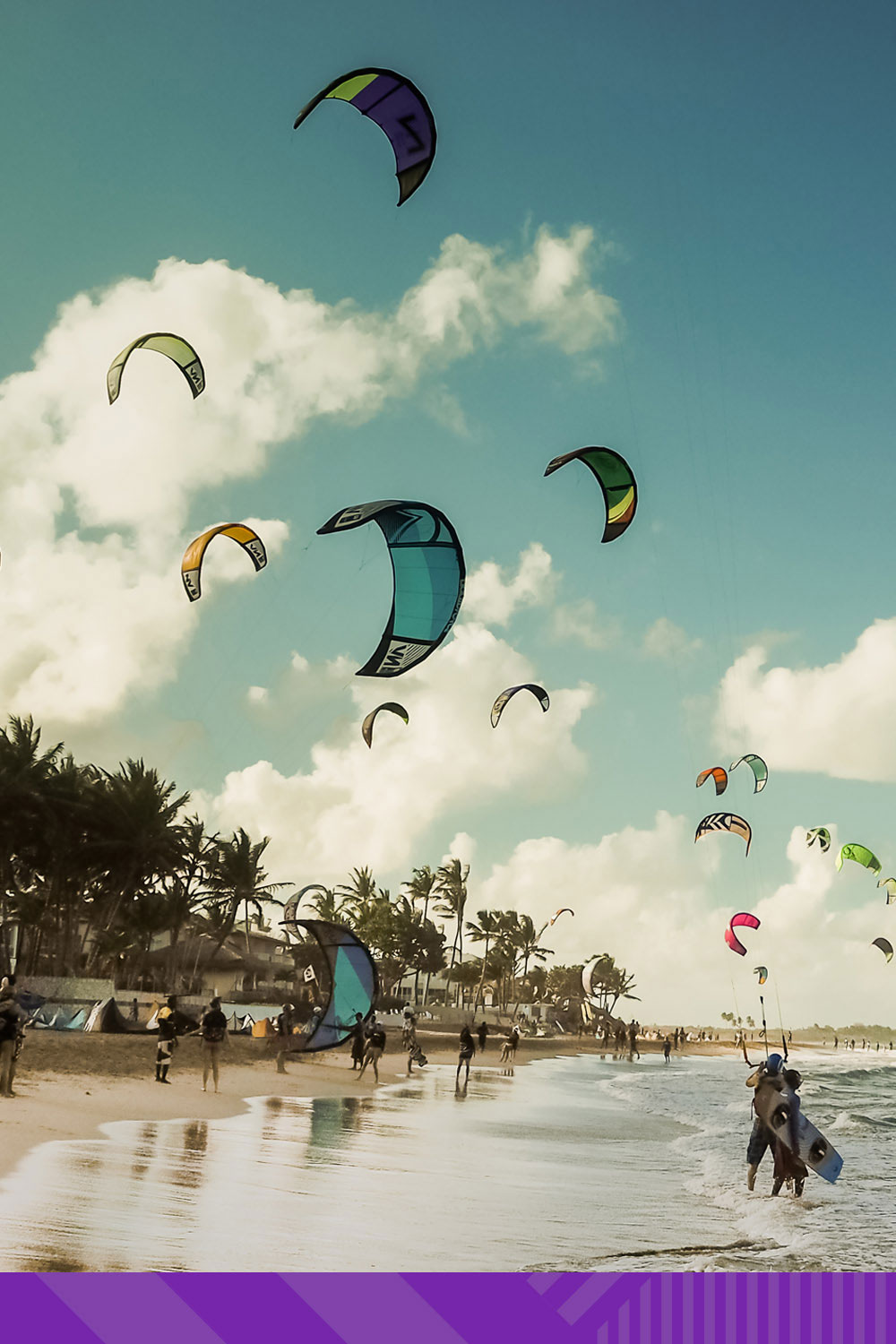 Image of kite surfers on a beach in Puerto Plata