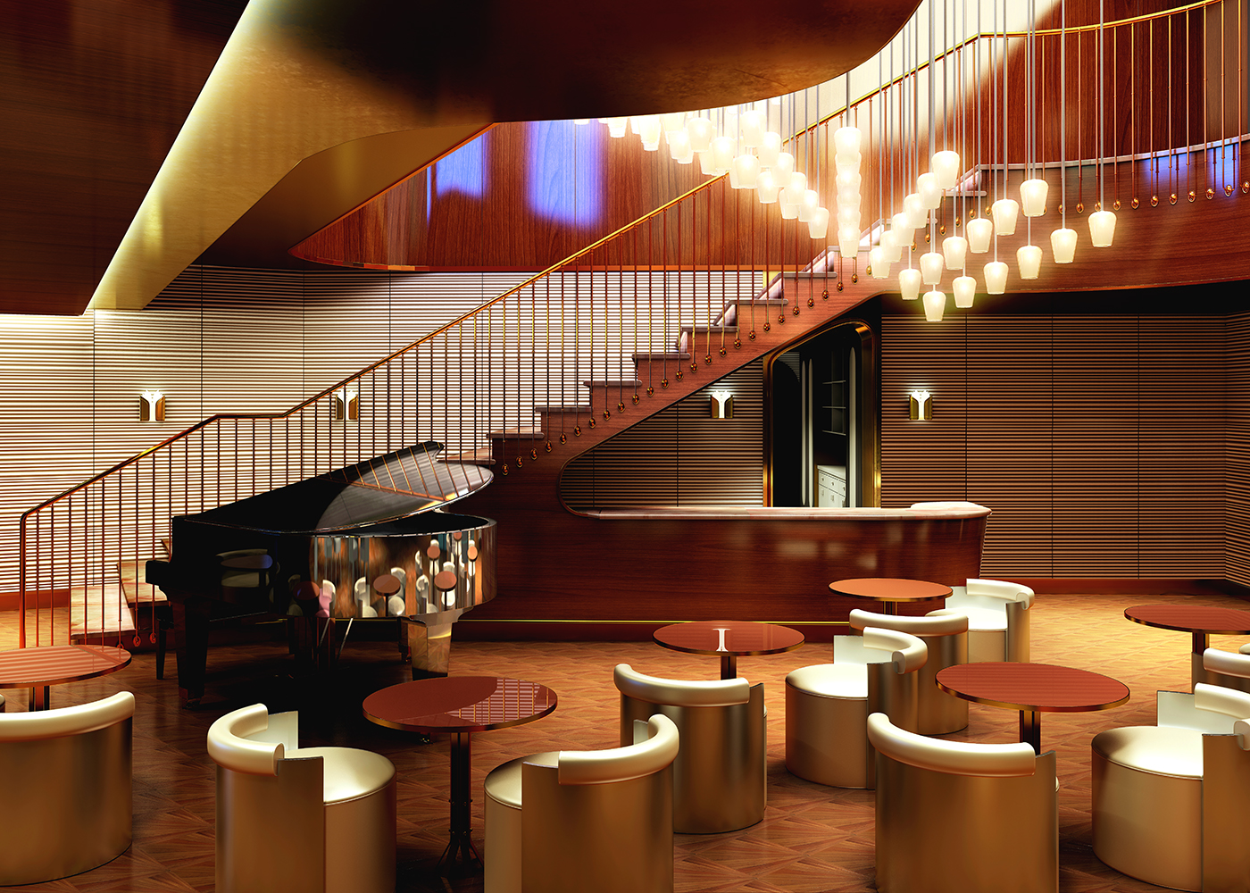 Our onboard eatery for steak and seafood, The Wake.
