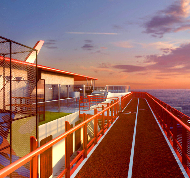 A sunset shot of our outdoor track on board.