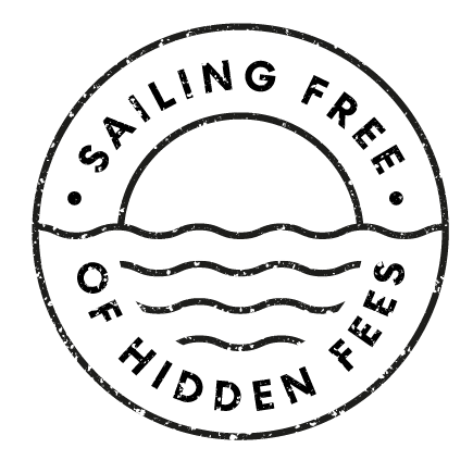 Sailing free of hidden fees stamp