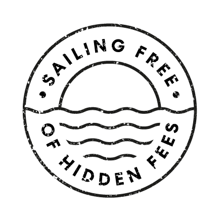 Sailing free of hidden fees stamp